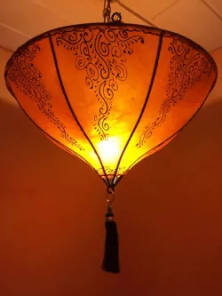 Orientalische Deckenlampe aus Leder Dilay orange