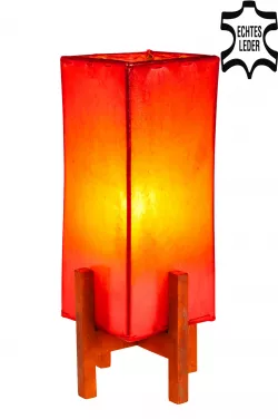 Ledertischlampe Janka Rot mit dunkelbraunem Gestell