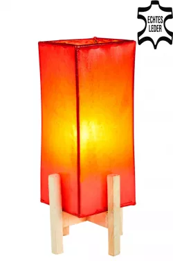 Ledertischlampe Janka Rot mit weißem Gestell