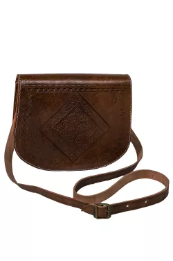 Marokkanische Leder Handtasche Fes - Dunkel Braun