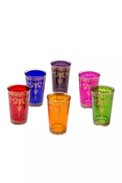 Orientalische verzierte Teegläser Set 6 Gläser Andalous Bunt