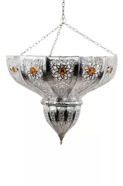 Orientalische Lampe Pendelleuchte Silber Cal 45cm