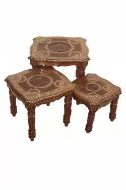 Orientalische Messing Intarsien Beistelltische Tische Benazir - 3er Set