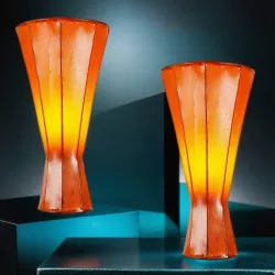 2er Set Vintage Lampe Tischlampe Jinjin Orange