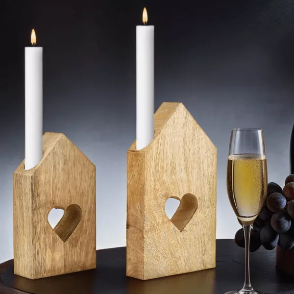 | Dekoobjekt Rieida Set 2er Kerzenleuchter Schmiedeeiserne Holz Kerzenhalter Kerzenhalter Modern | Deko Orient