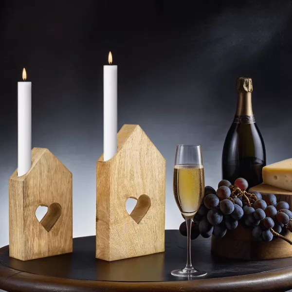 Dekoobjekt Modern Holz 2er Set Rieida Deko | Schmiedeeiserne Kerzenhalter | Orient Kerzenleuchter Kerzenhalter