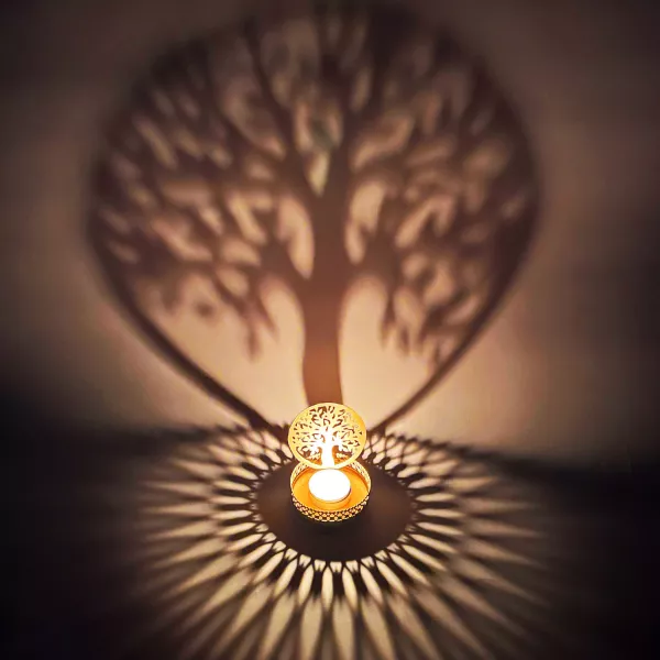 aus | | 8cm Teelichthalter Baum aus Lebens des Metall Windlichter Orientalische Teelichthalter Gold Dentro Metall