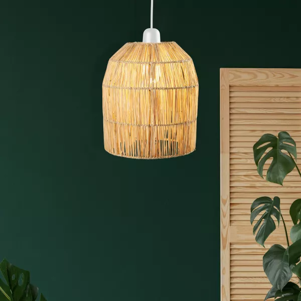 Boho Hängelampe Lampenschirm aus Bast Ylva gross | Orientalische  Deckenlampen | Stofflampen