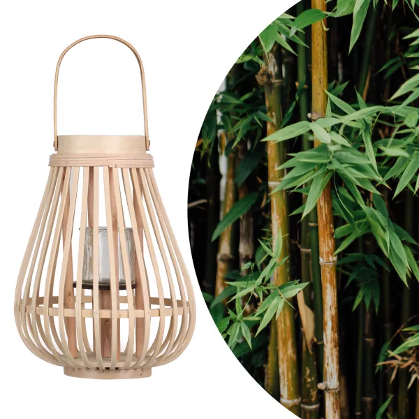 2er Set Boho Laterne Windlicht aus Bambus mit Henkel Deko Shenmi |  Orientalische Laternen | Laternen aus Bambus