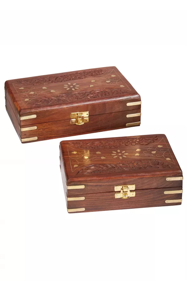 Orientalischer Schmuckkästchen für Mädchen und Damen zur Schmuckaufbewahrung Marokkanische Schatulle Box aus Holz Orientalische kleine Aufbewahrungsbox mit Deckel Doaa 16cm 