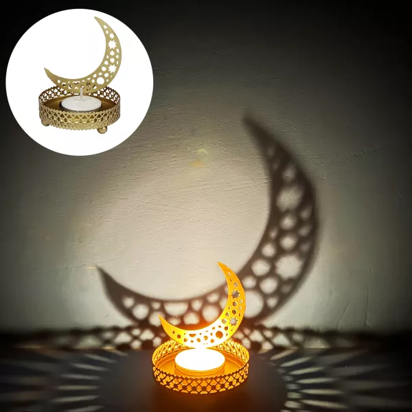 Kerzenhalter Eid Mubarak Ramadan Metall Kerzenständer Mondförmiger