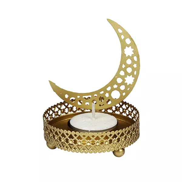 2er Set Teelichthalter Mond 8cm Gold aus Metall Ramadan