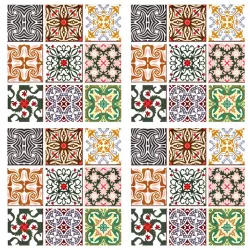 Set of 4 Oriental Pot Plate Coaster Decoration Miro Square 2