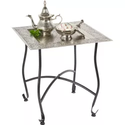 II.Choice Side Table Garden Folding Table Metal Sule Square Silver -BWARE