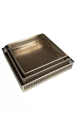 Orient Orientalisches Marokkanisches Vintage Tablett Serviertablett Silber Rund 