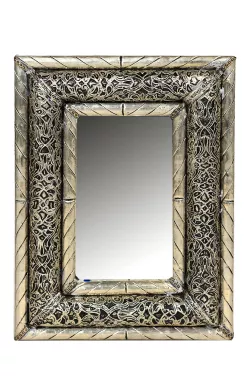 Orientalischer Marokkanischer Spiegel Orient Wandspiegel S H21 cm Silber 