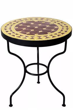 Orientalischer marokkanische Mosaiktisch arabischer Tisch D60cm Gelb 