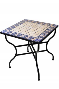 Marokkanischer Mosaiktisch Spirale Beige Blau 70x70cm |...