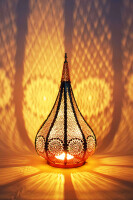 Orientalische Gartenlaterne Ezana handgemacht aus Metall in Gold 36 cm