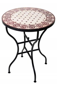 Marokkanischer Mosaiktisch Spirale Beige-Bordeaux...