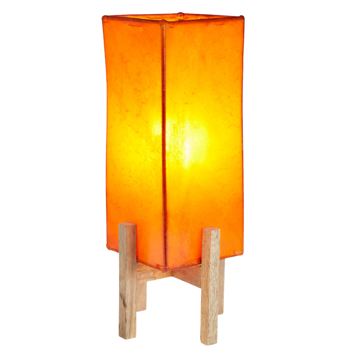 Tischlampe nachttischlampe Janka Orange mit braunem Gestell 