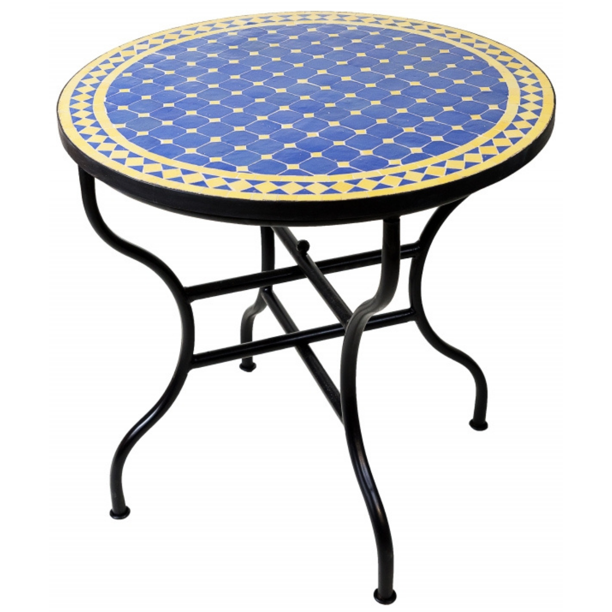 Marokkanischer Mosaiktisch Marrakesch Blau Gelb 80cm | Handa