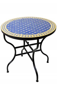 Marokkanischer Mosaiktisch Marrakesch Blau Gelb 80cm |...