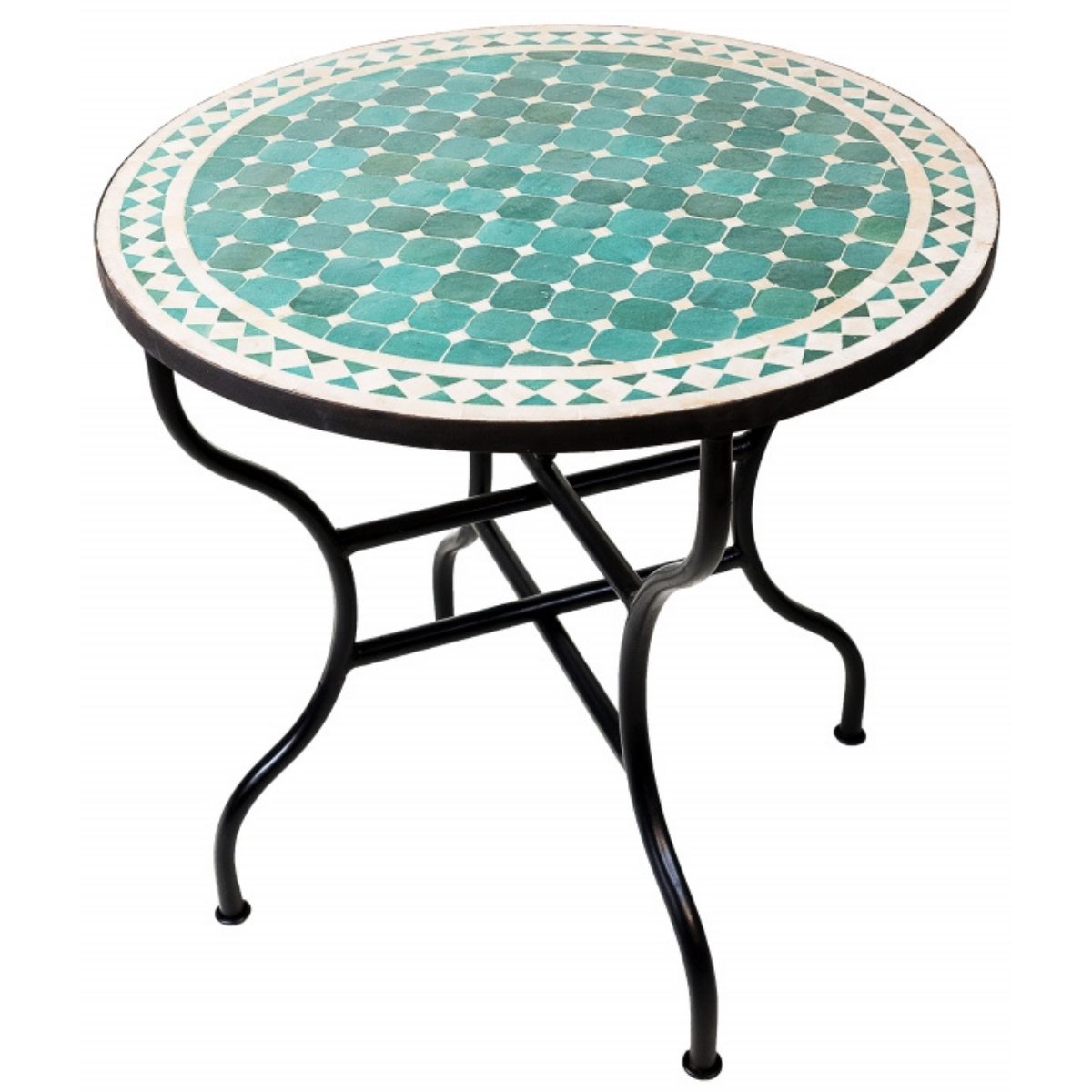 Marokkanischer Mosaiktisch Marrakesch Grün Beige 80cm |