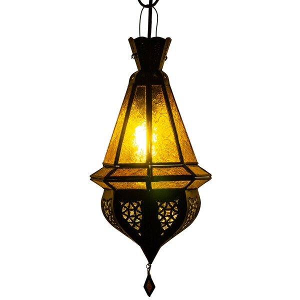 Deckenlampe Moulay Orange 45cm | Orientalische Lampe aus Glas Metall