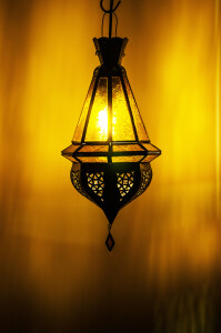 Deckenlampe Moulay Orange 45cm | Orientalische Lampe aus Glas Metall