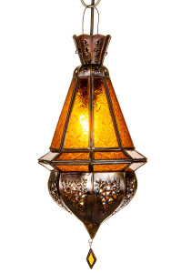 Deckenlampe Moulay Orange 45cm | Orientalische Lampe aus Glas Metall