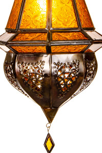 Deckenlampe Moulay Orange 45cm | Orientalische Lampe aus Glas Metall