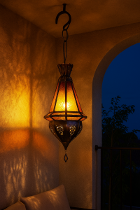 Deckenlampe Moulay Orange 45cm | Orientalische Lampe aus Glas Metall