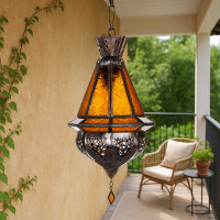 Deckenlampe Moulay Orange 45cm | Orientalische Lampe aus Glas Metall