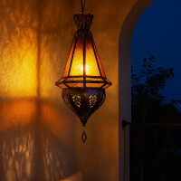 Deckenlampe Moulay Orange 45cm | Orientalische Lampe aus Glas Metall
