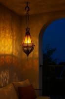 Deckenlampe Moulay Orange 45cm | Orientalische Lampe aus Glas Metall