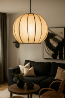 Moderne Esstischlampe Mailin Beige | Leder & Eisen handgefertigt
