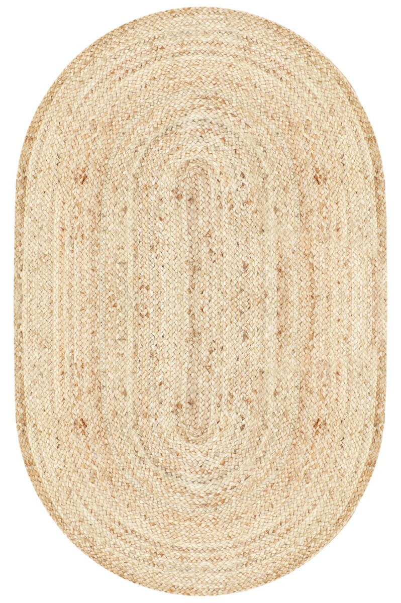 Jute Teppich Emma handgefertigt in Natur Beige 90 x 150 cm h