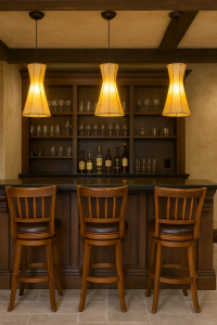 Vintage Hängeleuchte Jinjin Natur | Leder & Schmiede Handarbeit 40cm