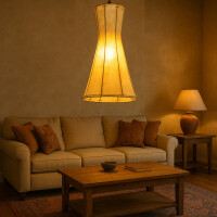 Vintage Hängeleuchte Jinjin Natur | Leder & Schmiede Handarbeit 40cm