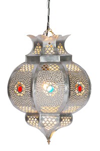 Hängeleuchte Amadou Silber 35cm | Orientalische Lampe aus Metall