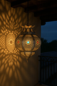 Hängeleuchte Amadou Silber 35cm | Orientalische Lampe aus Metall