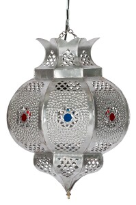 Hängeleuchte Amadou Silber 35cm | Orientalische Lampe aus Metall