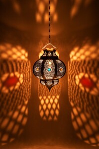 Hängeleuchte Amadou Silber 35cm | Orientalische Lampe aus Metall