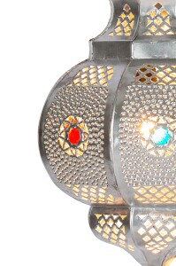 Hängeleuchte Amadou Silber 35cm | Orientalische Lampe aus Metall