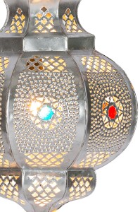 Hängeleuchte Amadou Silber 35cm | Orientalische Lampe aus Metall