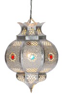 Hängeleuchte Amadou Silber 35cm | Orientalische Lampe aus Metall