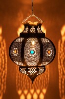 Hängeleuchte Amadou Silber 35cm | Orientalische Lampe aus Metall
