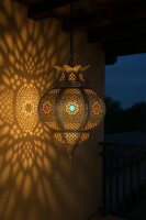 Hängeleuchte Amadou Silber 35cm | Orientalische Lampe aus Metall