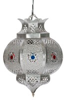 Hängeleuchte Amadou Silber 35cm | Orientalische Lampe aus Metall
